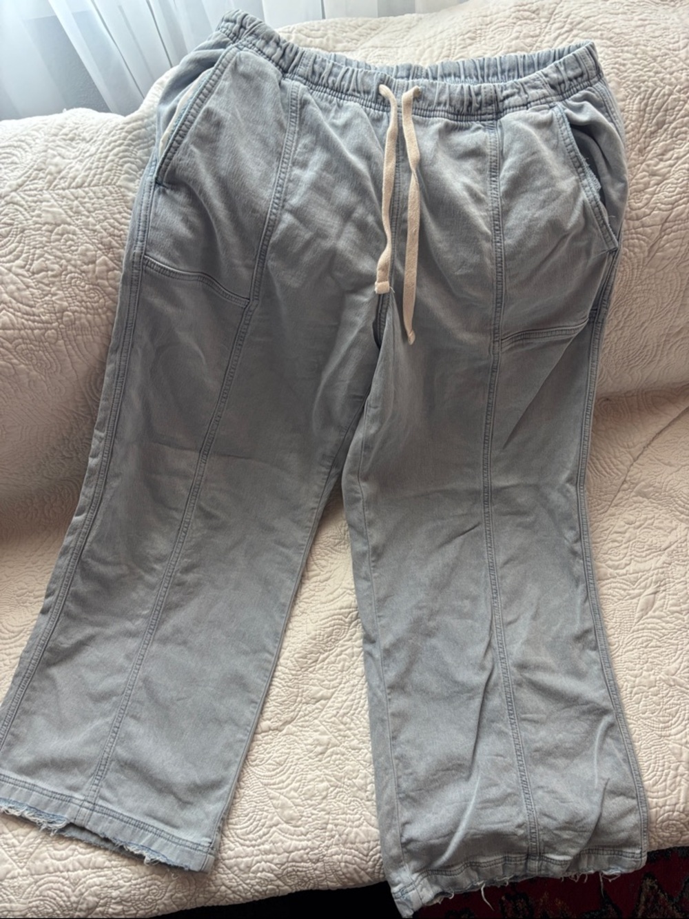 Casual Women soft Light Blue Drawstring Pants